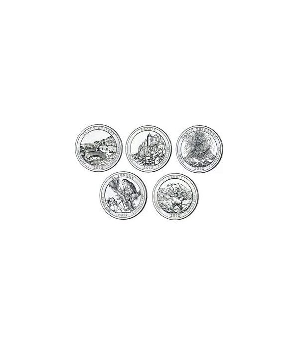 E.E.U.U. 1/4$ 2012 Parques Nacionales (5 monedas) ceca P