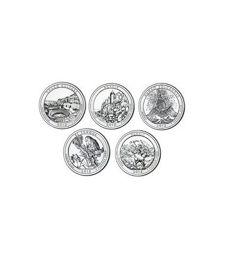 E.E.U.U. 1/4$ 2012 Parques Nacionales (5 monedas) ceca P