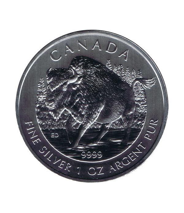 Moneda onza de plata 5$ Canada Bisonte 2013  - 4