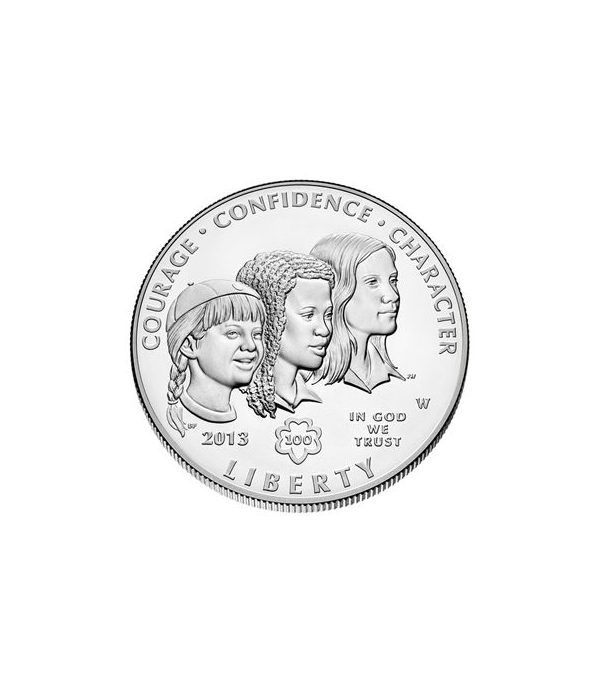 Estados Unidos 1$ de plata Centenario Girl Scouts 2013.