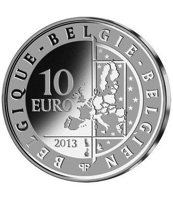 moneda Belgica 10 Euros 2013 Europa. Hugo Claus. Estuche proof.