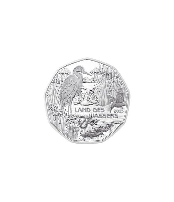moneda Austria 5 Euros 2013 (nueve esquinas) Tierra Agua. Plata.