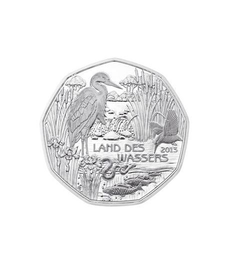 moneda Austria 5 Euros 2013 (nueve esquinas) Tierra Agua. Plata.