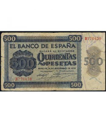(1936/11/21) Burgos. 500 Pesetas. MBC. Serie B776438.  - 1