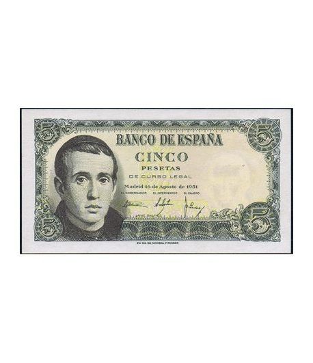 (1951/08/16) Madrid. 5 Pesetas. SC. Pareja.