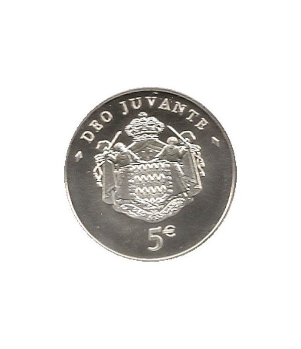 Monaco 5 euros 2008. Principe Alberto II. Plata. Sin estuche.