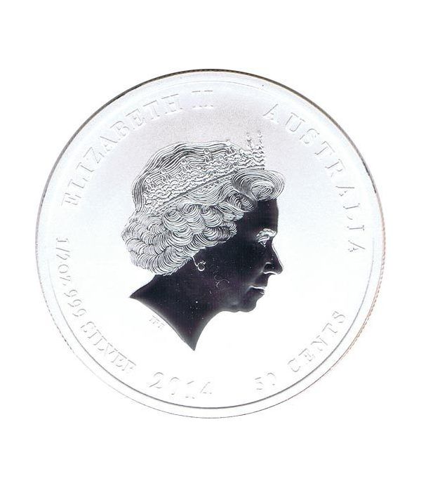 Moneda media onza de plata 1/2$ Australia Lunar 2014 Caballo  - 2