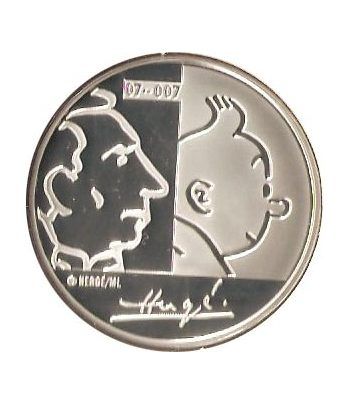 moneda Belgica 20 Euros 2007 Tintin. Plata Proof.