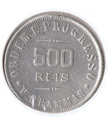 Moneda de plata 500 Reis Brasil 1906.