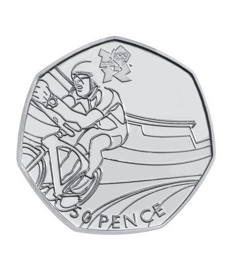 Inglaterra 50 Pence 2011 Olimp. London 2012. Ciclismo. Niquel