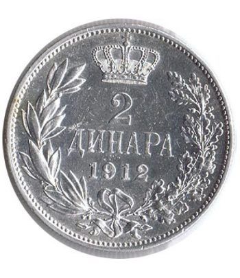 Moneda de plata 2 Dinara Serbia 1912.