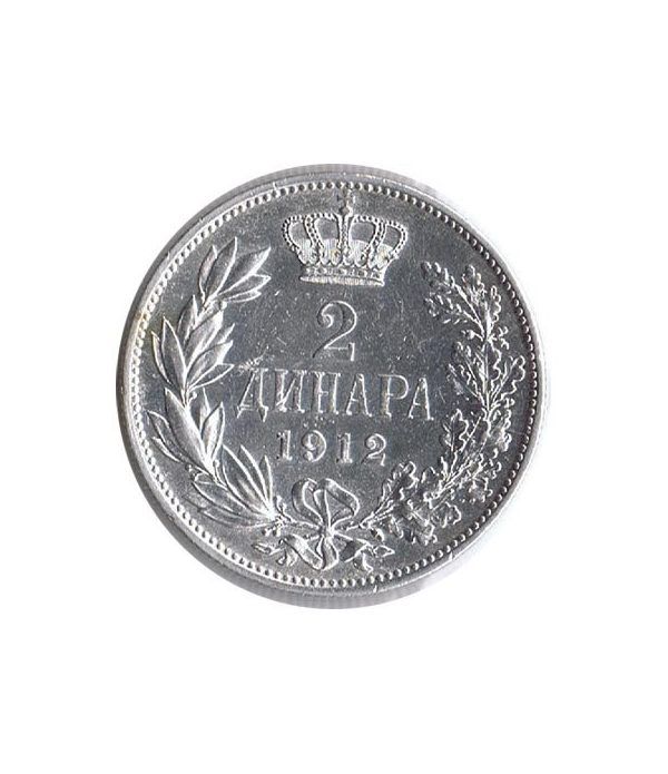 Moneda de plata 2 Dinara Serbia 1912.