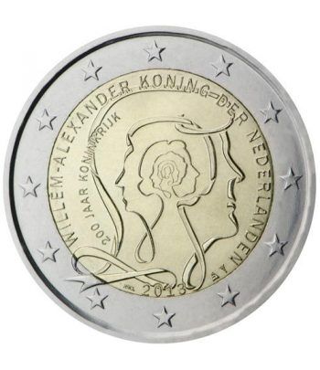 moneda conmemorativa 2 euros Holanda 2013 200 Aniv reino.  - 2