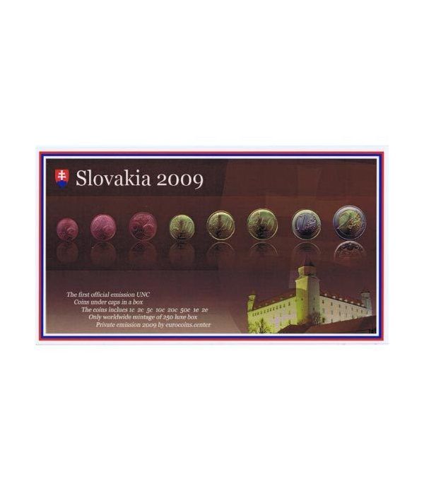 Cartera oficial euroset Eslovaquia 2009. Estuche madera.  - 4