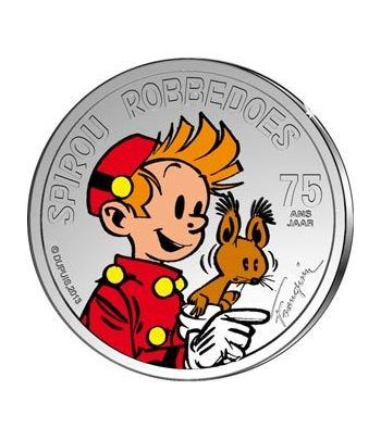 moneda Belgica 5 Euros 2013 75 Aniversario Spirou. Color.