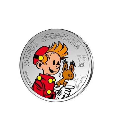 moneda Belgica 5 Euros 2013 75 Aniversario Spirou. Color.