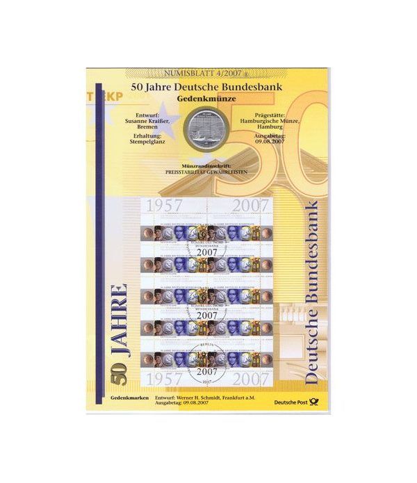 moneda Alemania 10 Euros 2007 J. Numisblatt 4/2007.
