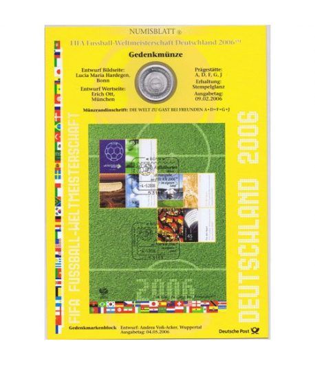moneda Alemania 10 Euros 2006 Fifa. Numisblatt.
