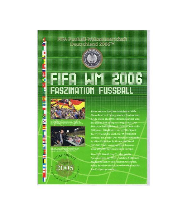 moneda Alemania 10 Euros 2005. Fifa. Numisblatt.  - 2