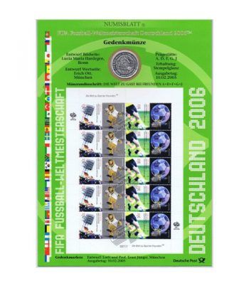 moneda Alemania 10 Euros 2005. Fifa. Numisblatt.