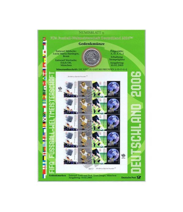 moneda Alemania 10 Euros 2005. Fifa. Numisblatt.