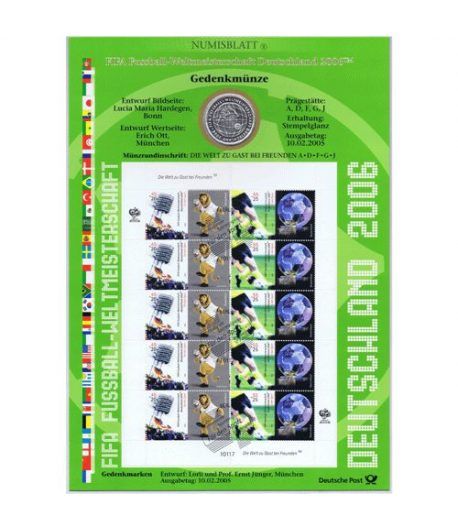 moneda Alemania 10 Euros 2005. Fifa. Numisblatt.