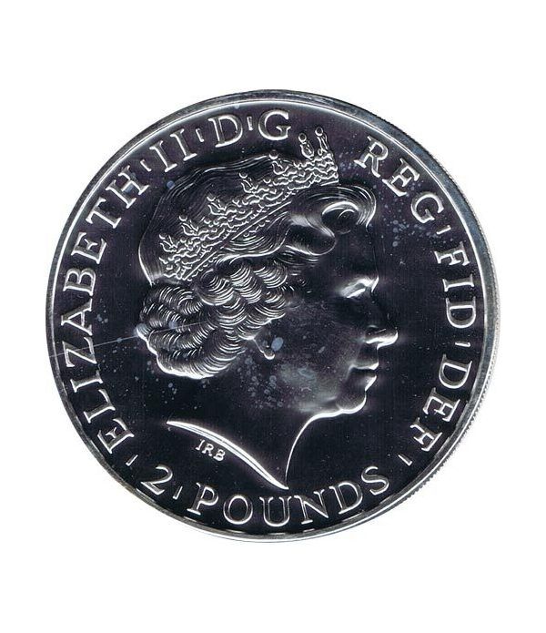 Moneda onza de plata 2 Pounds Gran Bretaña Caballo 2014  - 2