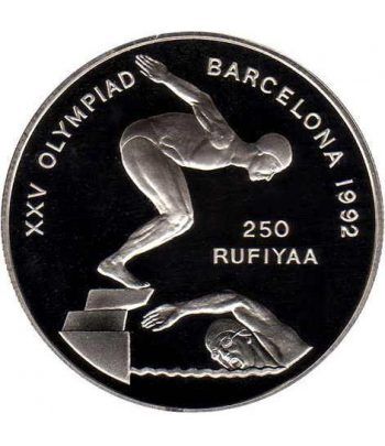 Moneda de plata 250 rufiyaa Maldivas Barcelona 1992