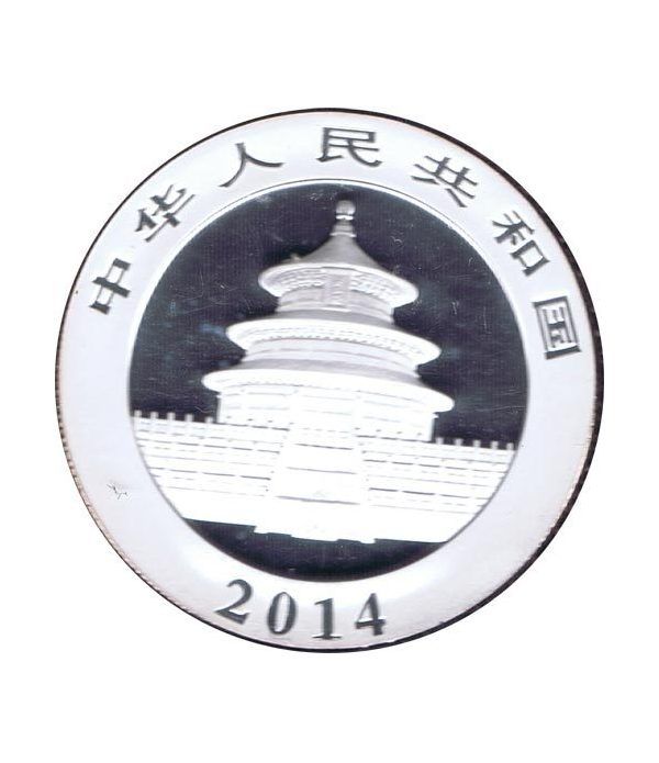 Moneda onza de plata color 10y. China Oso Panda 2014  - 2