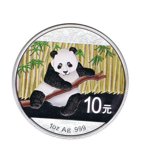 Moneda onza de plata color 10y. China Oso Panda 2014