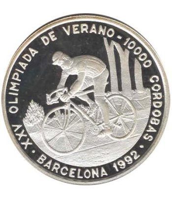 Moneda de plata 10000 Cordobas Nicaragua 1990. Ciclismo.