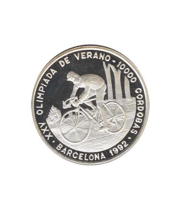 Moneda de plata 10000 Cordobas Nicaragua 1990. Ciclismo.