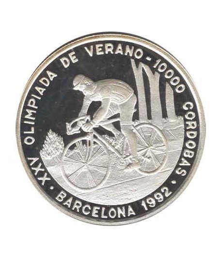 Moneda de plata 10000 Cordobas Nicaragua 1990. Ciclismo.