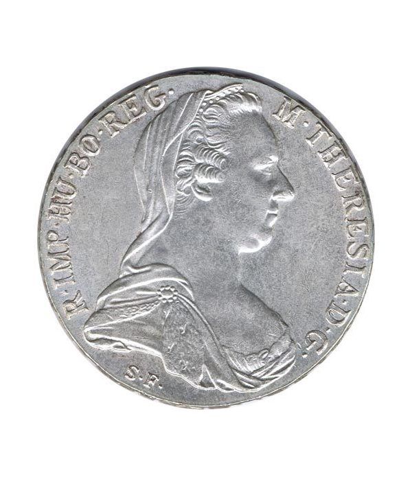 Moneda de plata de Austria 1 Thaler año 1780 Reacuñación oficial.  - 4