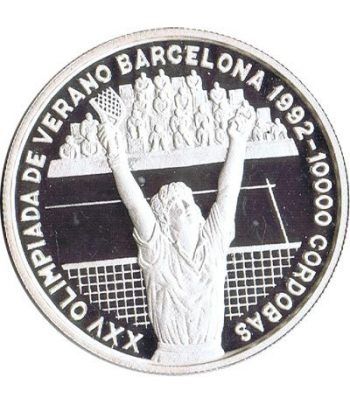 Moneda de plata 10000 Cordobas Nicaragua 1990. Tenis.