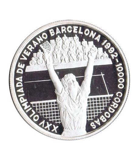 Moneda de plata 10000 Cordobas Nicaragua 1990. Tenis.