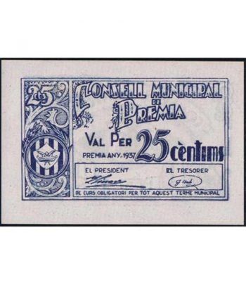 (1937) 25 centims Consell Municipal de Premia. SC  - 1