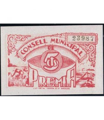 (1937) 5 centims. Consell Municipal de Premia. SC