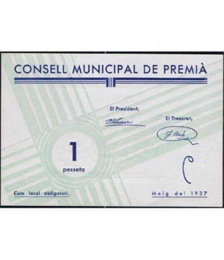 (1937) 1 Pesseta Consell Municipal de Premia. SC
