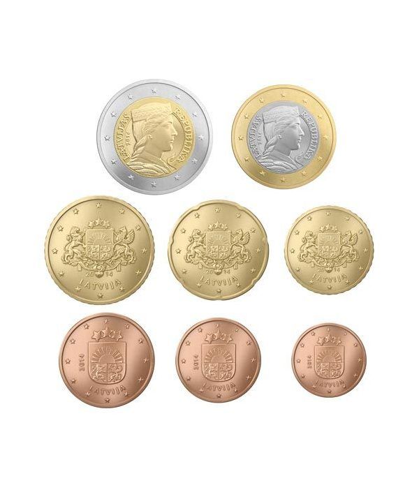 monedas de Letonia 2014. 8 monedas euro.  - 2