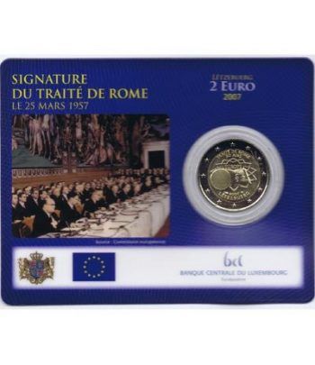 moneda Luxemburgo 2 euros 2007 Tratado de Roma. Estuche.