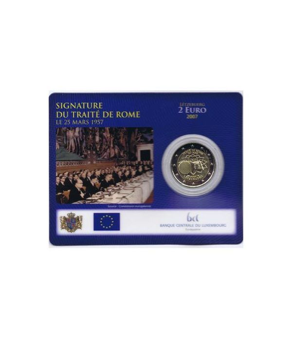 moneda Luxemburgo 2 euros 2007 Tratado de Roma. Estuche.