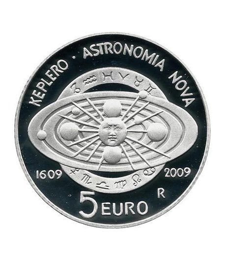 San Marino 5 Euros 2009. Johan Kepler. Astronomía. Plata