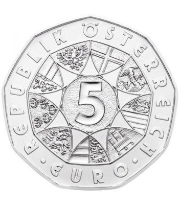 moneda Austria 5 Euros 2014 (nueve esquinas) Oso Polar. Plata