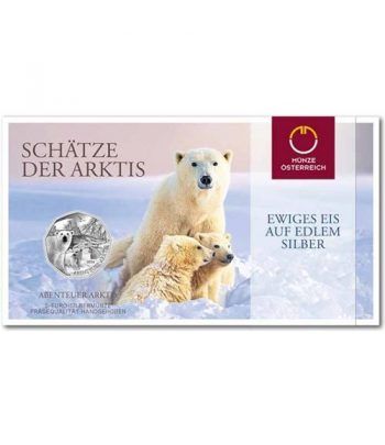 moneda Austria 5 Euros 2014 (nueve esquinas) Oso Polar. Plata