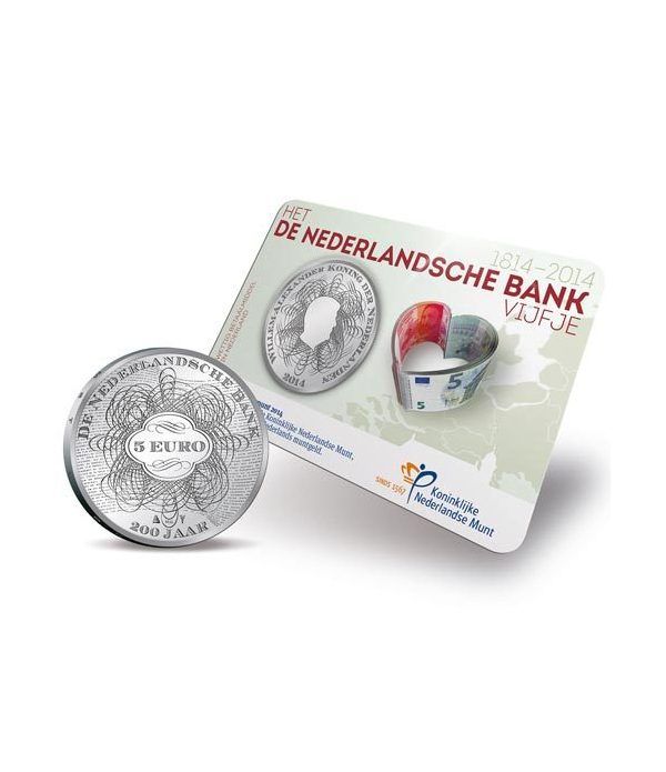 Holanda 5 Euros 2014. 200 Aniversario Banco Holandes.