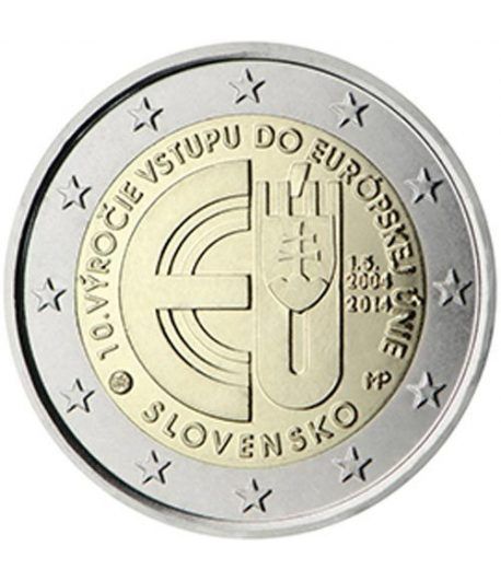 moneda Eslovaquia 2 euros 2014 10 años UE