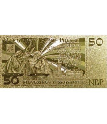Billete de Polonia 50 zloty en oro de 24 kilates Juan Pablo II