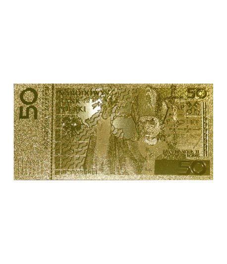 Billete de Polonia 50 zloty en oro de 24 kilates Juan Pablo II