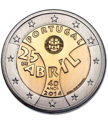 moneda conmemorativa 2 euros Portugal 2014. 25 de Abril.